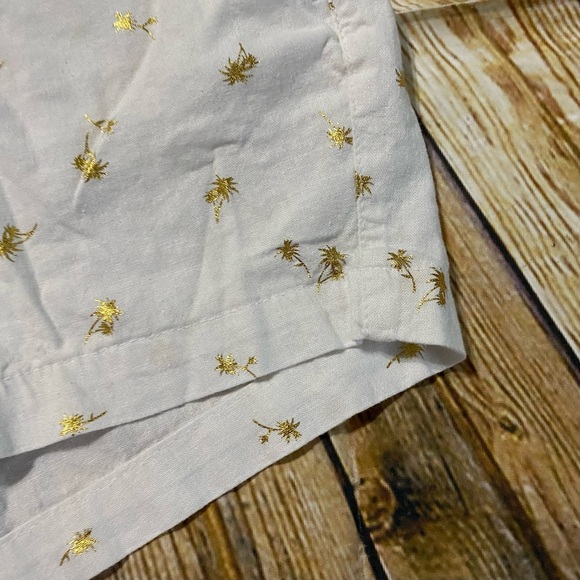 Old Navy White Gold Foil Palm Tree Linen Blend Chino Shorts - Picture 2 of 5